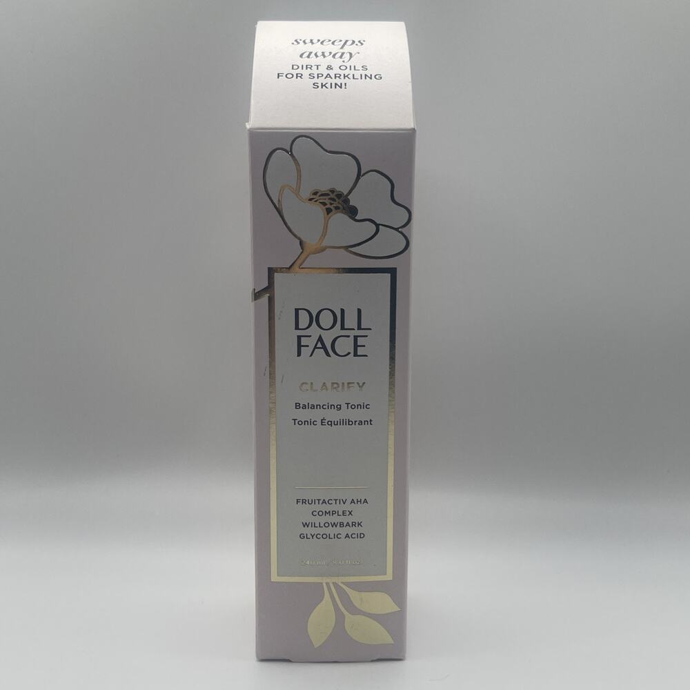 DOLL FACE Clarify Balancing Tonic W/AHA, Willowbark & Glycolic Acid - 8 Oz.-NIB